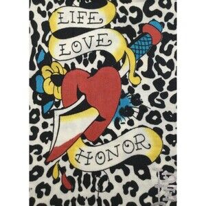 Ed Hardy by Christian Audigier Life Love Honor Heart Knitted Scarf - New!